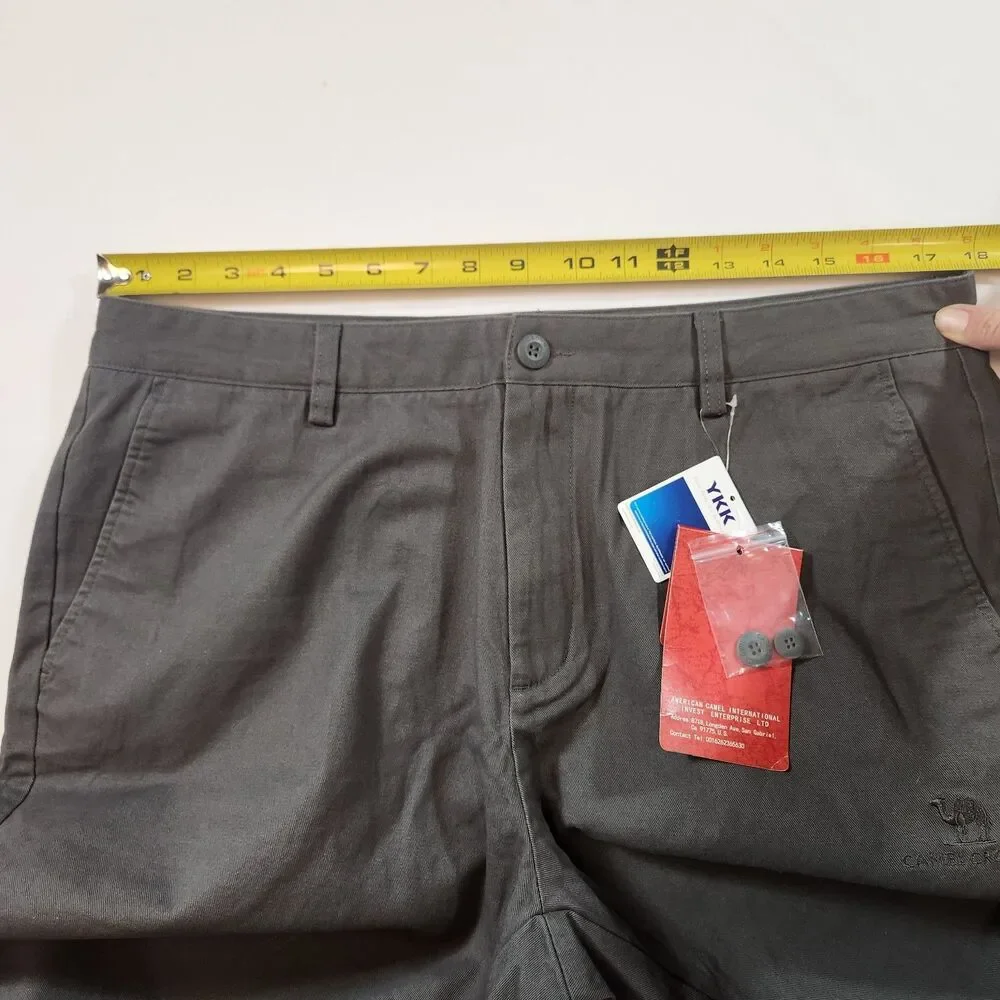 Camel Crown Pants Mens Sz 38 Brown Chino Straight Leg Button Pockets Casual NWT